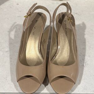 Bandolino Nude Peep-Toe Slingback Heels